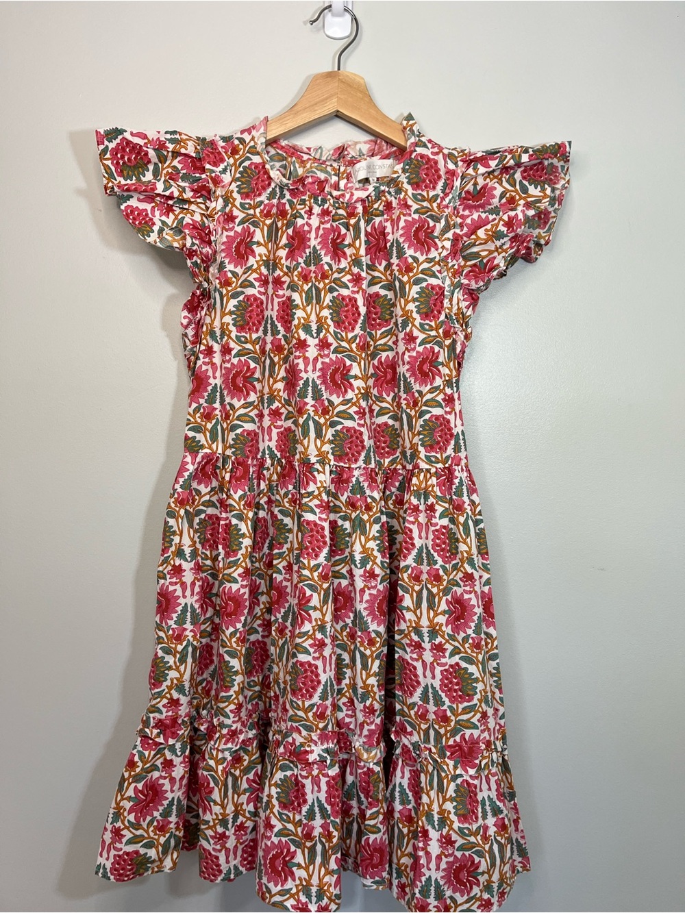 Caroline Constas Cotton Flutter Sleeve Mini Dress Ruffles Pockets Women’s Medium